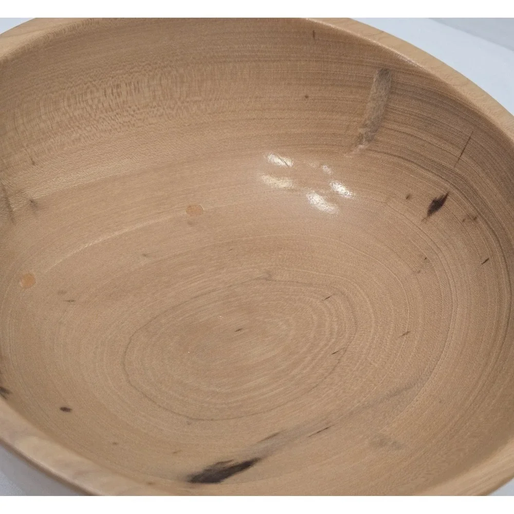 Vtg J. Anderson Hand-Turned Elm Wood Bowl 7